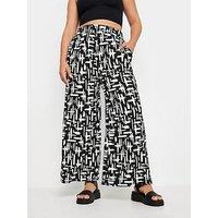 Yours Curve Stripe Textured Wide Leg Trousers - Black