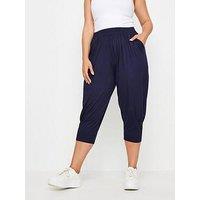 Yours Curve Ruched Cropped Harem - Blue