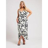 Yours Curve Floral Ruffle Wrap Dress