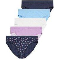 Yours Curve 5 Pack High Leg Briefs With Stretch - Blue