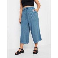 Yours Curve Chambray Culotte - Blue