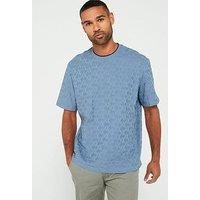 Armani Exchange Relaxed Fit Ax Monogram Print T-Shirt - Blue