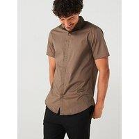 Armani Exchange Slim Fit Micro Print Short Sleeve Shirt - Green