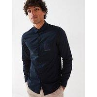 Armani Exchange Regular Fit A Line Left Chest Patch Shirt - Navy