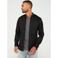 Armani Exchange Left Chest Logo Baseball Collar Zip Overshirt - Black