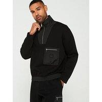 Armani Exchange Black Edition Nylon Pocket 1/4 Zip Sweat - Black