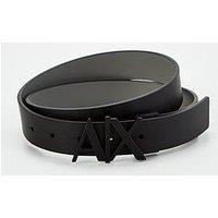 Armani Exchange Ax Buckle Reversible Matt Black Leather Belt - Black