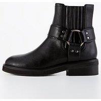 V By Very Flat Biker Ankle Boot - Black