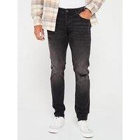 Jack & Jones Glenn Distressed Slim Fit Jeans - Black