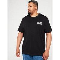 Jack & Jones Plus Chest Graphic Logo T-Shirt - Black