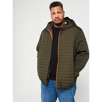Jack & Jones Jack & Jones Plus Hooded Hybrid Quilted Jacket - Dark Green