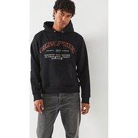 Jack & Jones Worldwide Graphic Logo Hoodie - Black