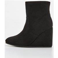 V By Very Wide Fit Wedge Ankle Boot - Black