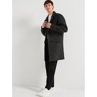 Jack & Jones Wool Blend Smart Overcoat - Dark Grey