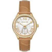 Michael Kors Sage Three-Hand Peanut Croco Embossed Leather Watch