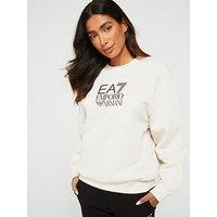 Ea7 Emporio Armani Loose Fit Logo Sweatshirt - Off White