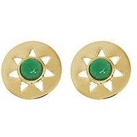 The Love Silver Collection 14Ct Gold Plated Sterling Silver Green Onyx Stud Earrings