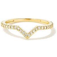 Love Diamond Solid 9Ct Yellow Gold Lab Grown Diamond Wishbone Stacking Ring