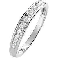 Love Diamond 9Ct White Gold 0.25Ct Natural Diamond Channel Eternity Band Ring