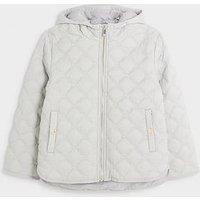 River Island Girls Ri Monogram Padded Coat - Grey