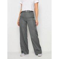 Long Tall Sally Tall Belted Wide Leg Trousers - Grey