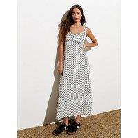 New Look White Ruffled Polka Dot Midi Dress