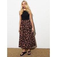 New Look Black Cotton-Blend Abstract-Print Midi Dress