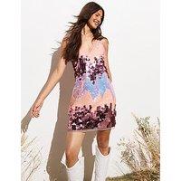 New Look Pink Ombre Strappy Sequined Mini Dress