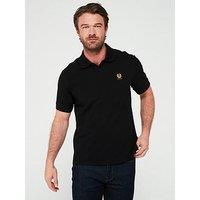 Belstaff Left Chest Patch Logo Regular Fit Polo Shirt - Black
