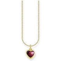 Thomas Sabo Heart Pendant Necklace: Romantic, Dark Red Zirconia Stone, Adjustable Length
