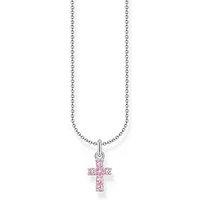Thomas Sabo Cross Pendant: Trendy, Pink Zirconia, Silver
