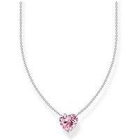 Thomas Sabo Large Heart Pendant: Romantic, Pink Zirconia, Silver