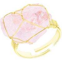 The Love Silver Collection Raw Stone Wire Wrap Ring - Pink