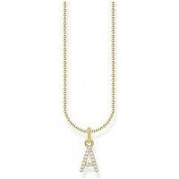 Thomas Sabo Letter Pendant Necklace: Sparkling, Filigree Chain, Silver, 18K Gold Plating