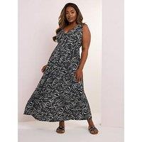 Yours Curve Abstract Print Dress - Black