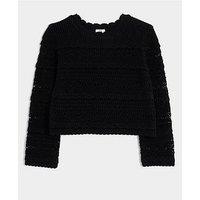 River Island Girls Crochet Metallic Jumper - Black