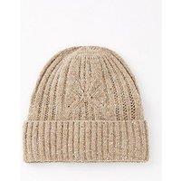 Pieces Sequin Knitted Beanie - Beige