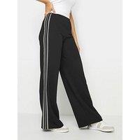 Long Tall Sally Wide Leg Striped Trousers - Black