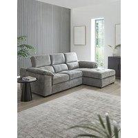 Brady Right Hand 3 Seater Fabric Chaise Sofa - Grey/Walnut - Fsc Certified
