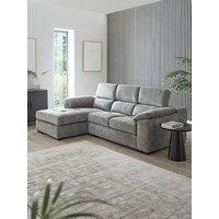 Brady Left Hand 3 Seater Fabric Chaise Sofa - Grey/Walnut - Fsc Certified