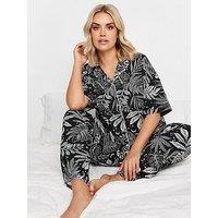 Yours Curve Midnight Palm Collar Revere Pj Set