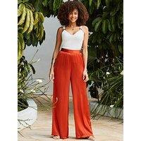 Sosandar Plisse Wide Leg Trousers - Orange