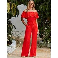 Sosandar Crinkle Wide Leg Trousers - Red