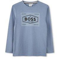 Boss Boys Long Sleeve Logo T-Shirt - Blue