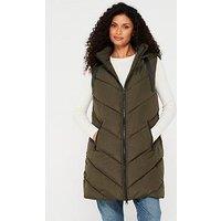 Jdy Padded Hooded Longline Gilet - Green