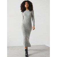 Only Long Sleeve Knitted Maxi Dress - Grey