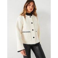 Vila Teddy Short Button Down Jacket - Cream