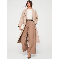 Vila Paperbag High Waist Wide Leg Pant - Brown