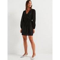 Jdy Long Sleeve Wrap Mini Dress - Black