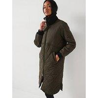 V By Very Longerline Onion Quilted Coat - Olive